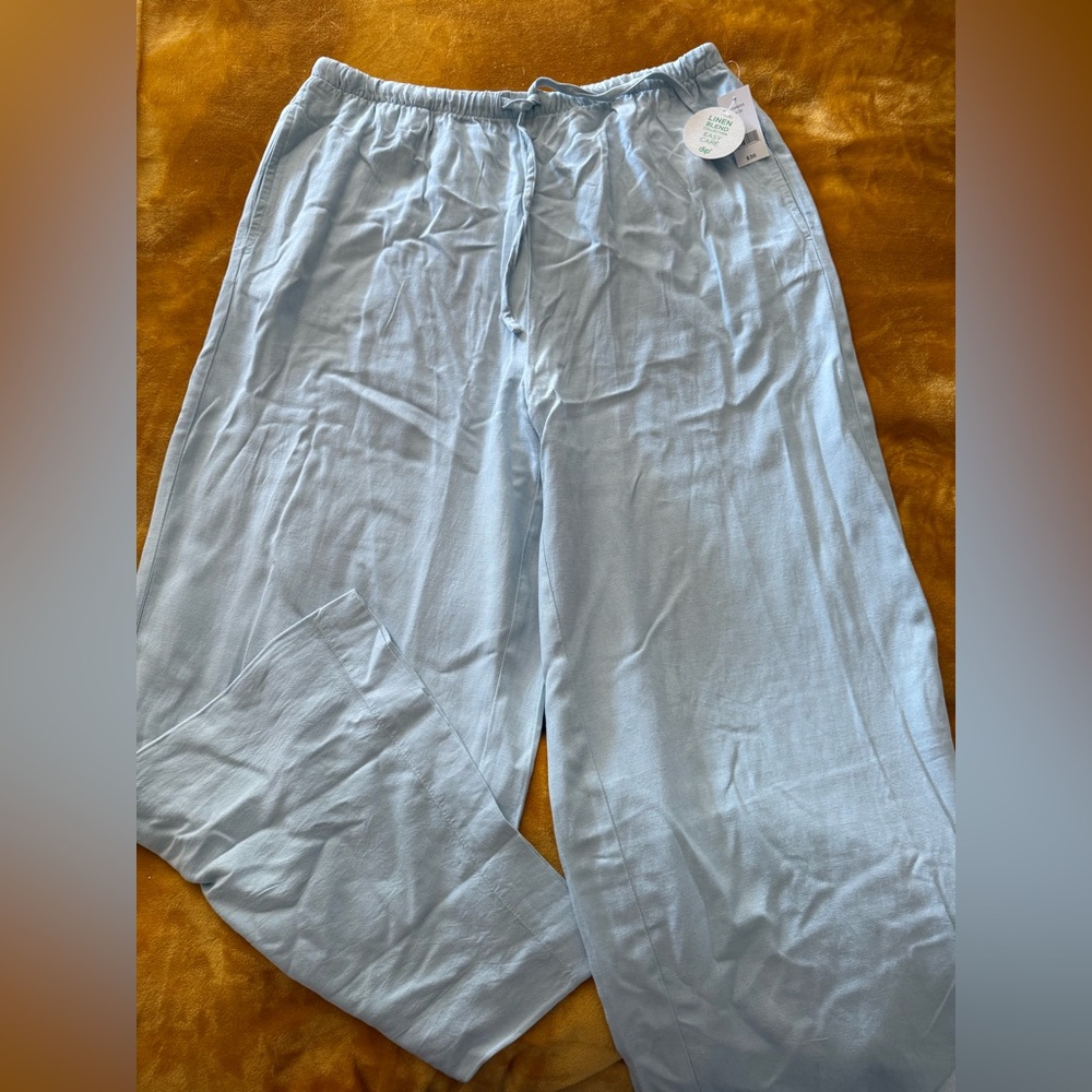 Dip Linen Blend Easy Care Pants in Soft Blue NWT Sz Large